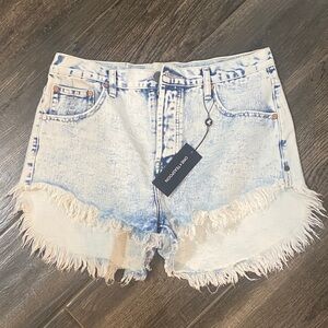 One Teaspoon Outlaws Blue Denim Frayed Women's Shorts